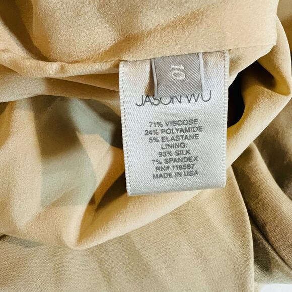 Jason Wu Sleeveless Draped Detail Sheath Dress Size 10 Tan - Picture 5 of 8